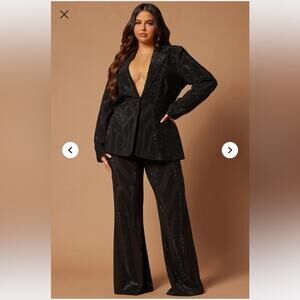 Fashion nova nova luxe NWT Karina suit set black beaded crystal gala wedding 3X